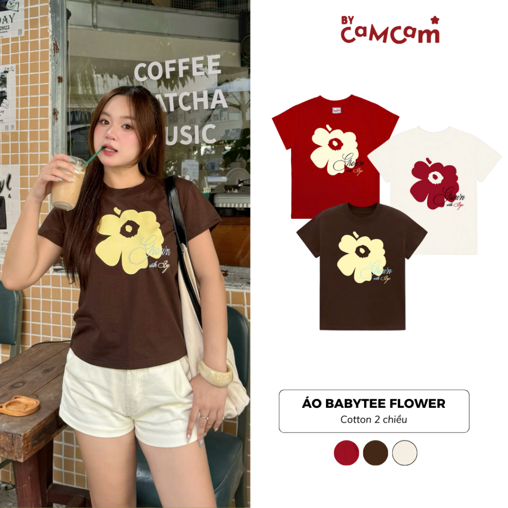 Babytee Flowers Floral Mesh Print Shirt Bycam Cool 2-Way Stretch ABN233