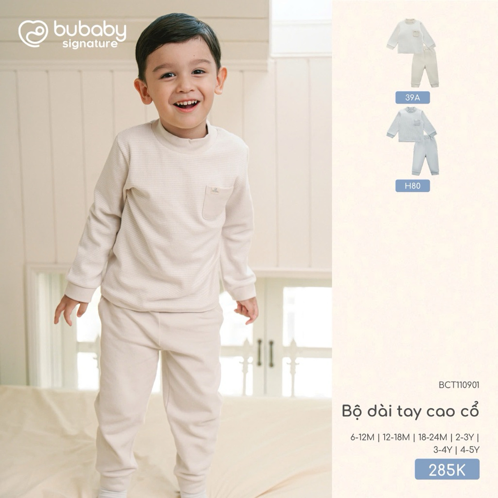 บูเบบี้ BCT110901 ชุดคอเต่าแขนยาวคุณภาพสูงสําหรับเด็กชายและเด็กหญิงในฤดูใบไม้ร่วงและฤดูหนาววัสดุหนาเ