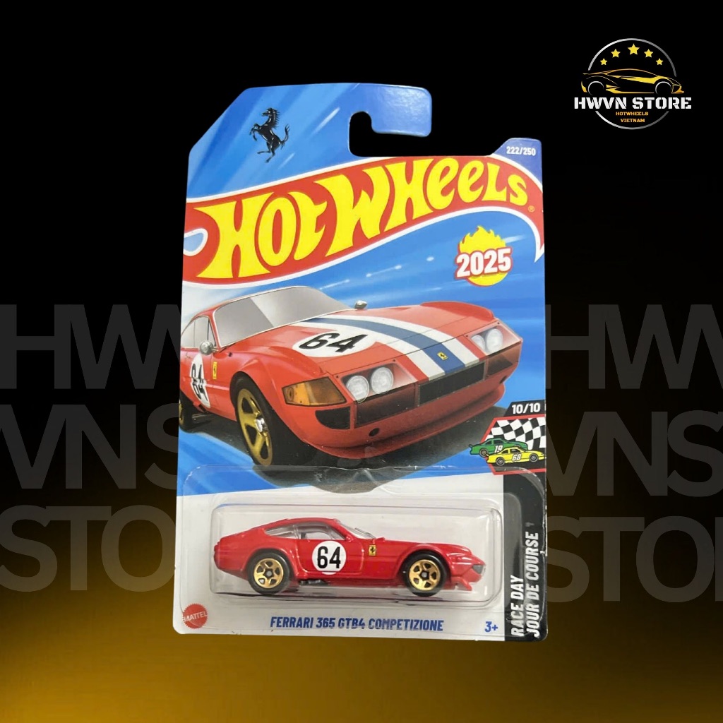 Hotwheels Ferrari 365 GTB4 Competizione รถโมเดลสีแดง