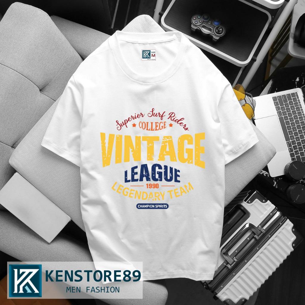 VINTAGE ผู้ชายและผู้หญิงรอบคอผ้าฝ้ายเสื้อยืด Unisex แขนสั้นบุคลิกภาพ Bigsize KENSTORE89 ATK126