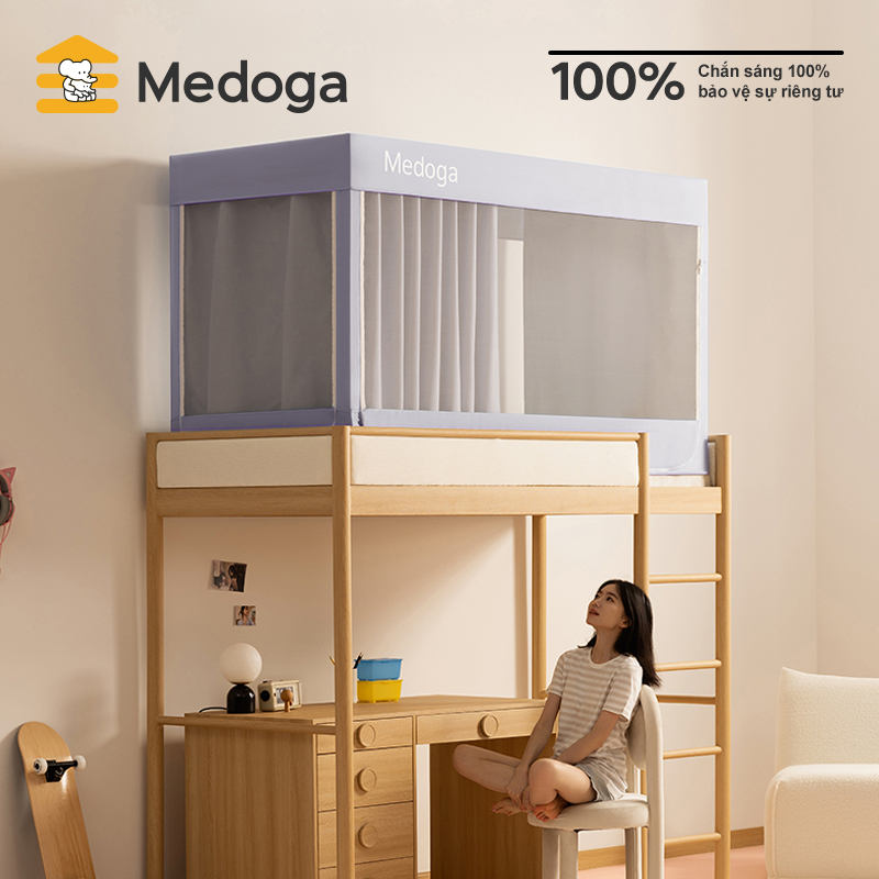 Medoga Monochrome หอพักนักเรียน เตียงสองชั้น สุทธิ | โครงผ้าม่านเตียงสองชั้นหอพัก | ยากันยุง บาโคง