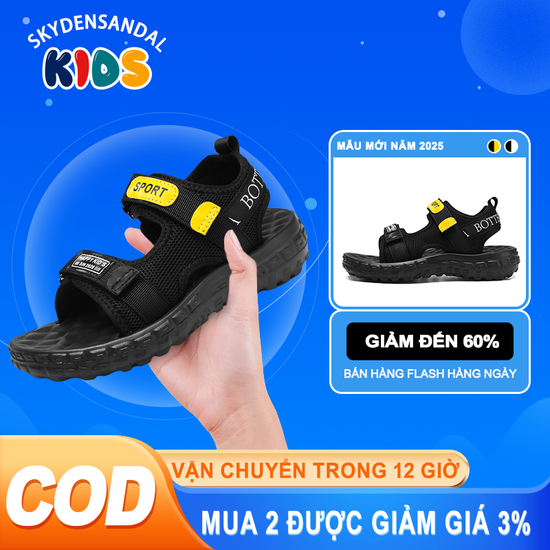 รองเท้าแตะเด็กชาย Skydensandal ZL10 - รองเท้าแตะเด็กคุณภาพสูงอายุ 4-15 ปี - พื้นรองเท้ากันลื่นน้ําหน