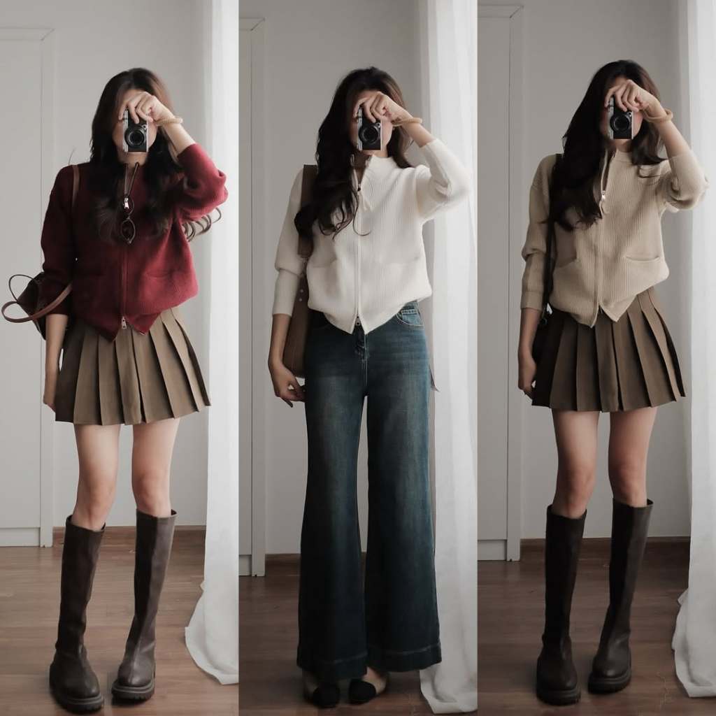 A992 Audrey เสื้อคาร์ดิแกนซิป 2 ทาง