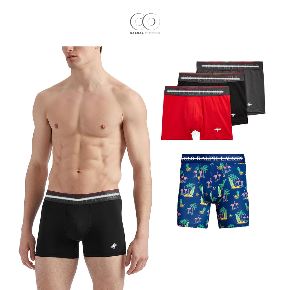 [GENUINE] กล่องกางเกงชั้นในบ็อกเซอร์ชาย Polo RaIph L Microfiber 4D Performance Air - สีสุ่ม
