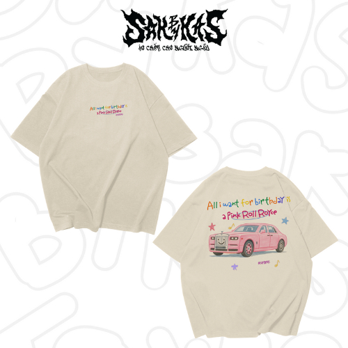 เสื้อยืด Sakbykas Unisex Pink Roll Royce Oversize