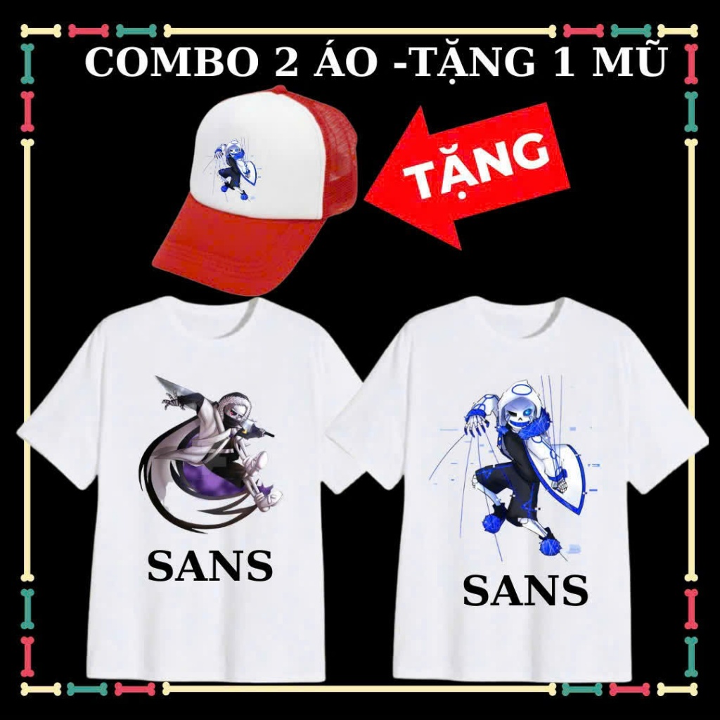 เสื้อยืดเด็ก Undertale Sans Error 404 แขนสั้น Error 505 ขนาด 10kg ถึง 90kg - เสื้อ Combo 2 แถมหมวก 1