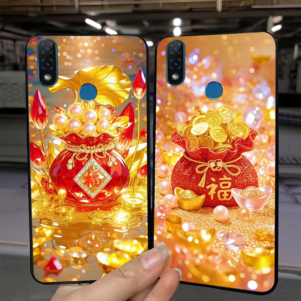 เคส Vsmart Joy 2 Plus / Joy2+ พิมพ์ลาย Tet ตะเกียง ดอกบัวลัคกี้โกลด์