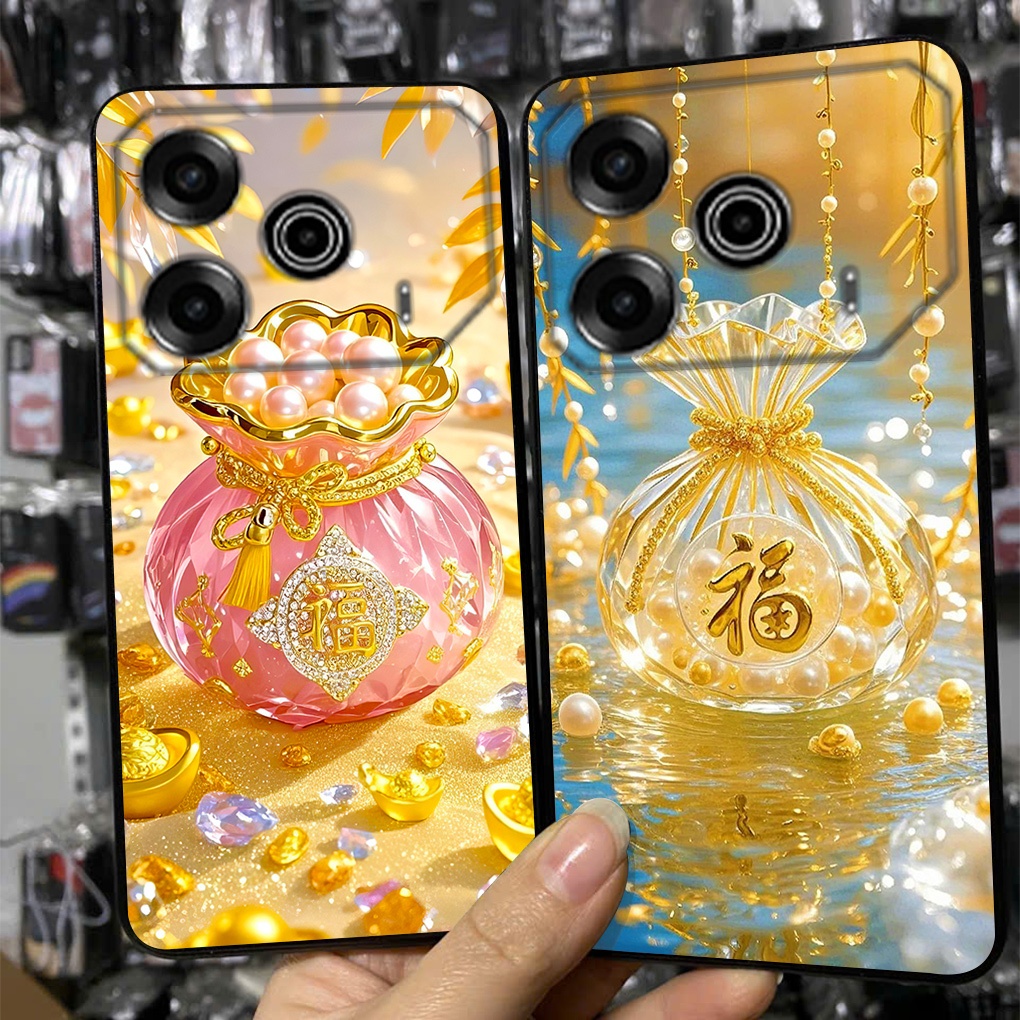 เคส Tecno POVA 6 NEO / POVA 6 PRO 5G พิมพ์ลาย Tet, ตะเกียง, ดอกบัวหม้อทองนําโชค