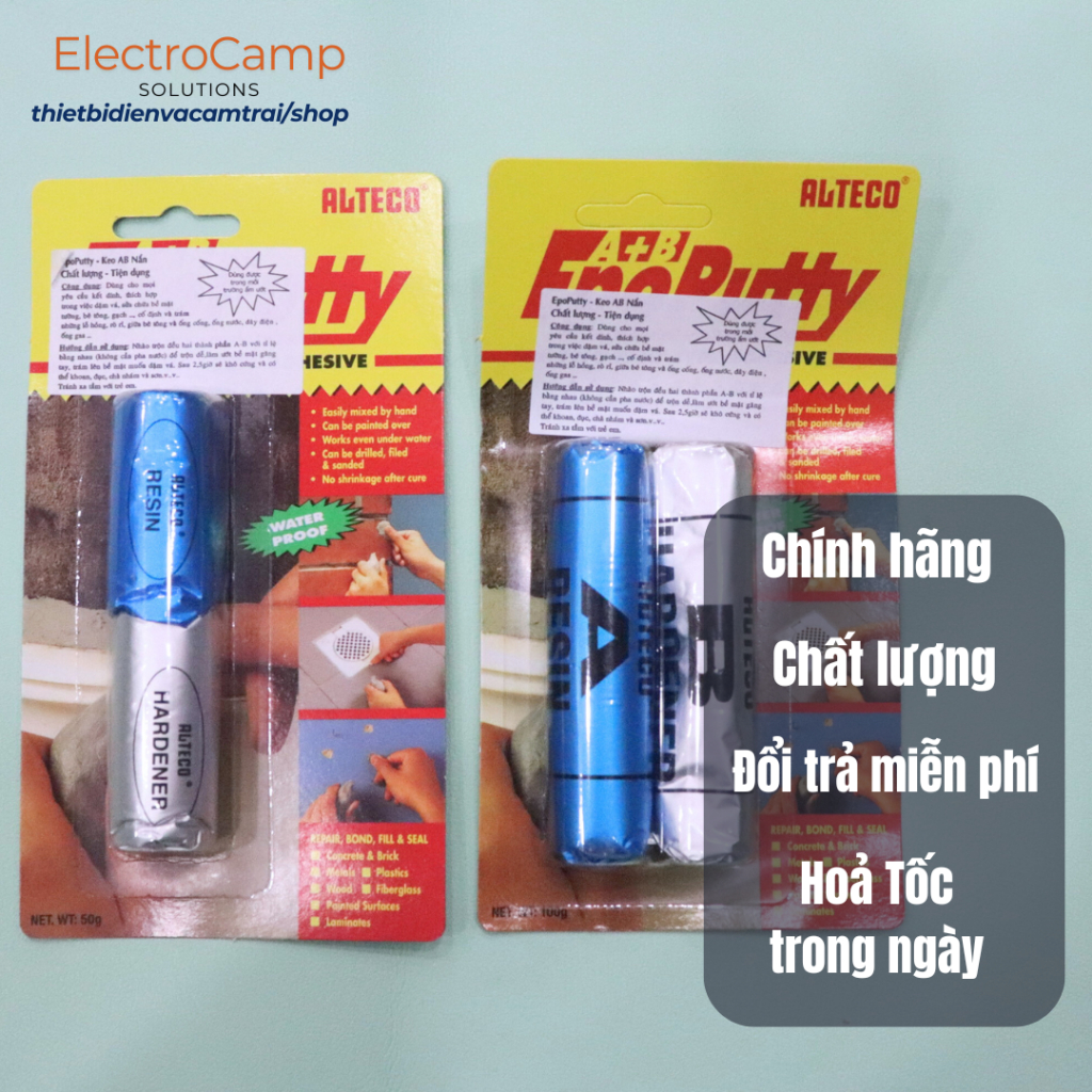 Super hard Alteco Epoxy Putty clay AB กาว (50g/100g) - การเชื่อม อุดโลหะ คอนกรีตใต้น้ํา