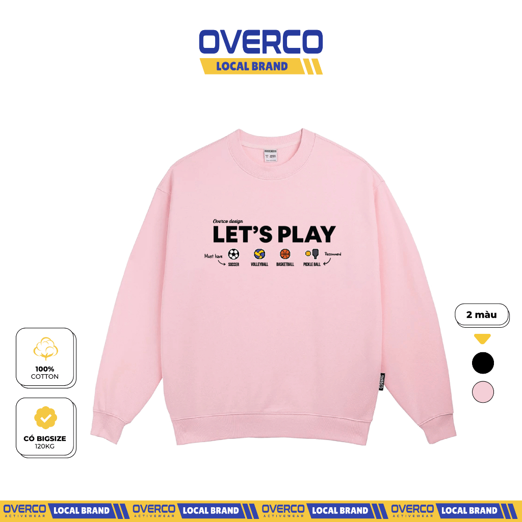 Lets Play Sweater 2 สี Unisex Overco Local Brand ผ้าฝ้ายคุณภาพสูง Fishskin Felt Fabric - O4F4