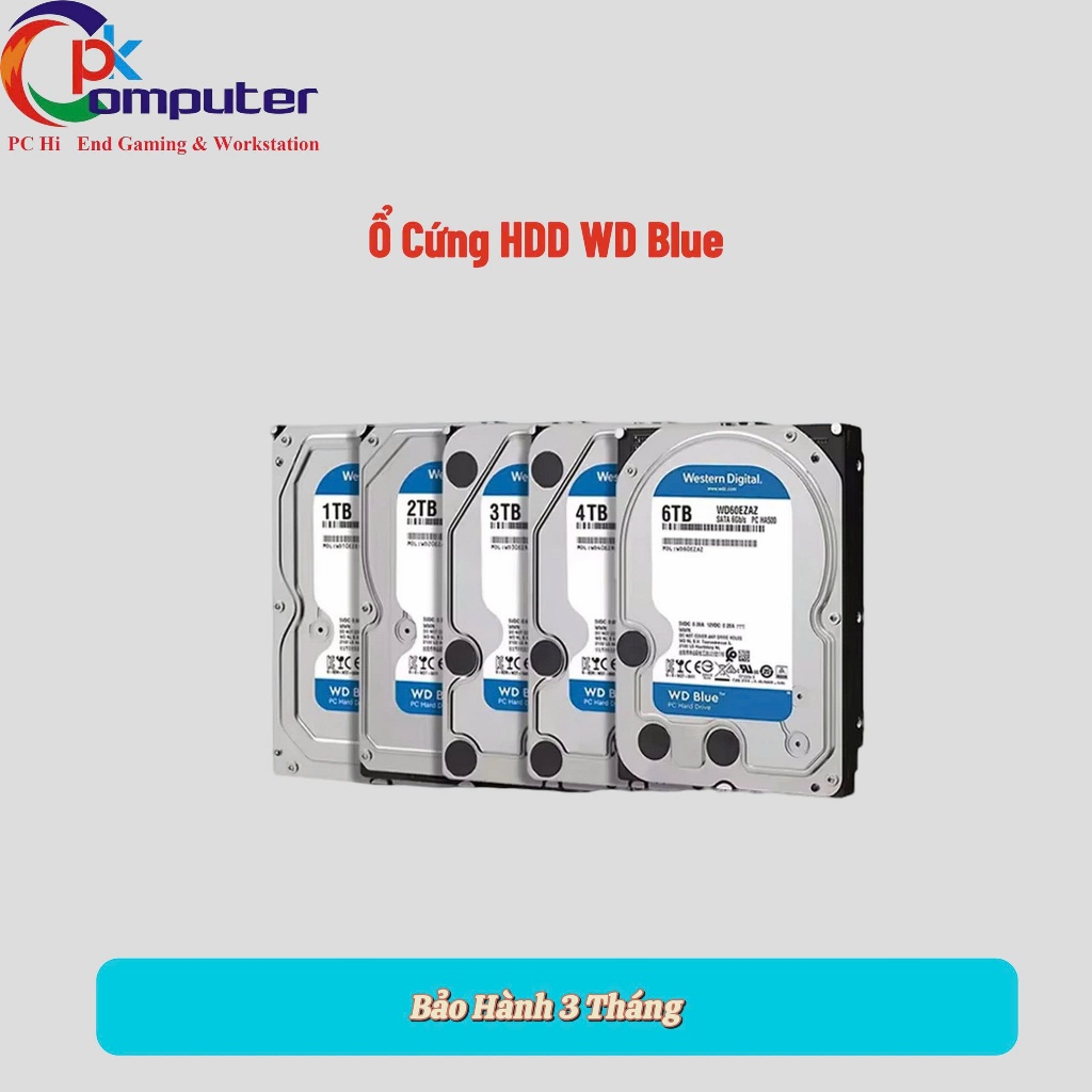 WD Blue HDD 1TB/2TB/3TB/4TB/6TB – เฉพาะสําหรับพีซีและกล้อง | 24เดือน
