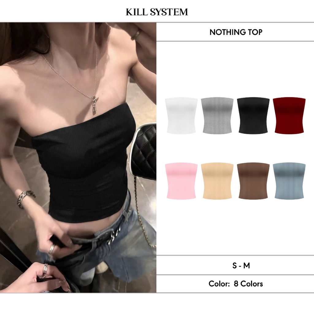 NOTHING เสื้อเชิ้ตเกาะอกผ้าฝ้าย - KILL SYSTEM
