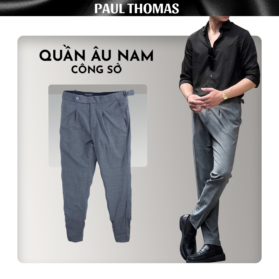กางเกงผ้าแท็บด้านข้าง, PAULTHOMAS, กางเกงสํานักงานผู้ชายคุณภาพสูง, เข็มกลัดด้านข้าง, Polite, หรูหรา