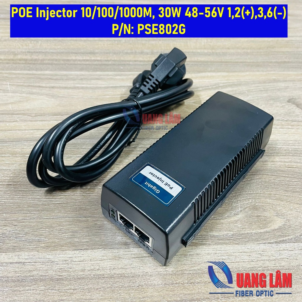 POE หัวฉีด Gigabit 10/100/1000M, 30W 48-56V 1,2(+),3,4,6(-) P/N: PSE802G