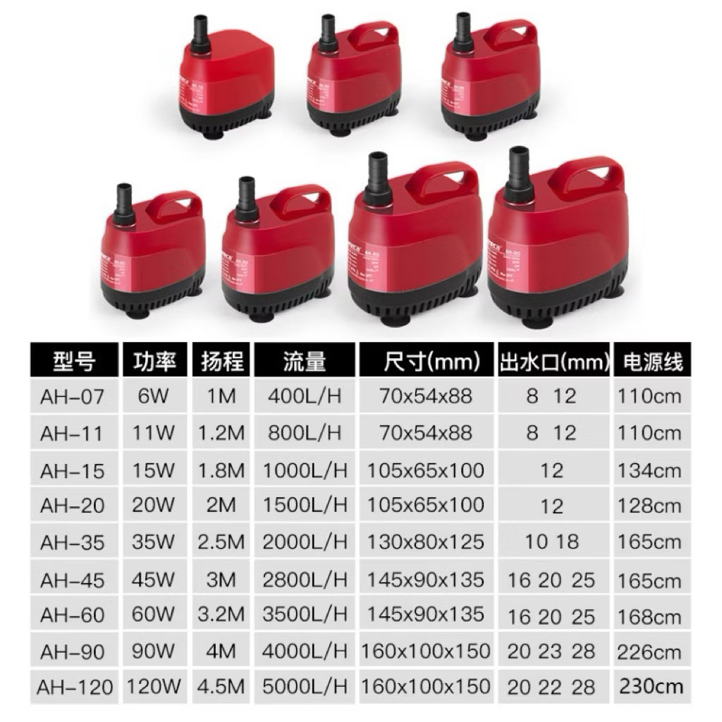 PUMP-AH 11- AH-15-AH-20 -AH-35 - AH-45 - 60 ปั๊มดูดด้านล่าง 360 องศาเพื่อกรองน้ําตู้ปลา
