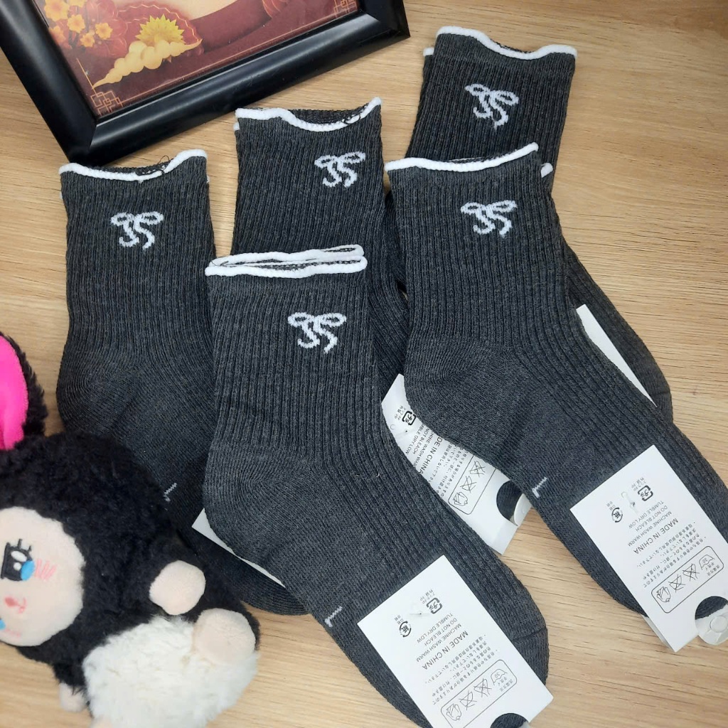 (COMBO 10 VND)ถุงเท้าเด็กผู้หญิง ถุงเท้านัวเนียน่ารักลายโบว์-คอปกสูงผ้ายืดผ้าฝ้ายไซส์4–9ปี