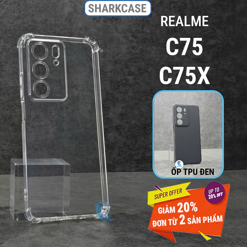 เคส Realme C75, C75x ขอบสี่เหลี่ยมปกป้องกล้องโทรศัพท์ด้วยแรงกระแทก sharkcase