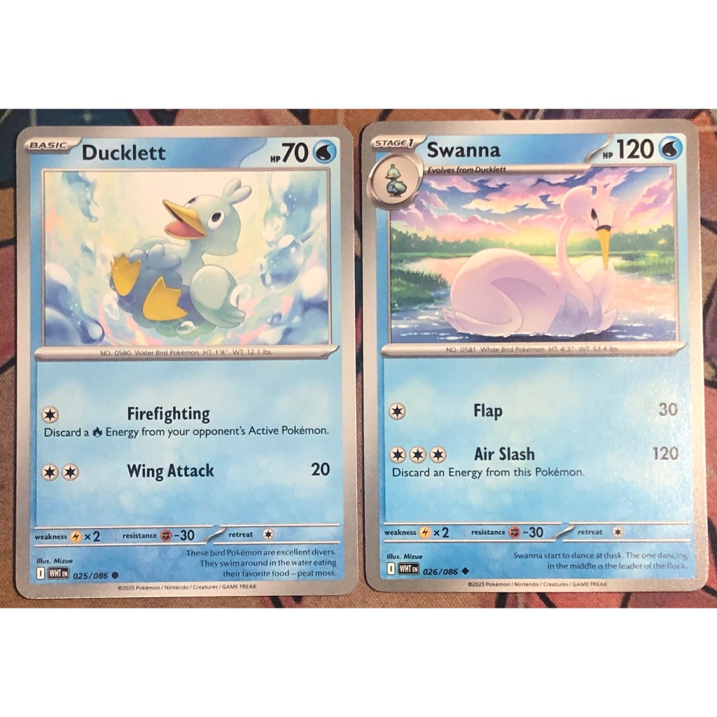 [KW2 Pokemon] [EN] Combo 2 การ์ด 025/086 Ducklett, 026/086 Swanna - WHTEN