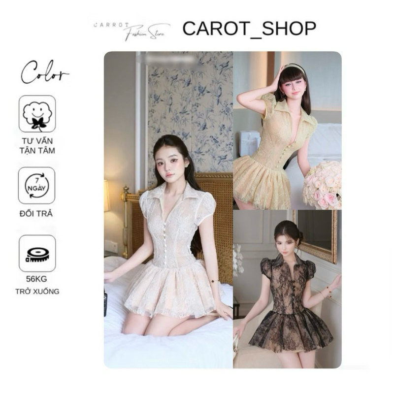VMS04 ชุดเดรสหรูหราแขนสั้นและคอปกเชิ้ตติดกระดุมสําหรับงานปาร์ตี้และวันเกิด โดย CarrotShop
