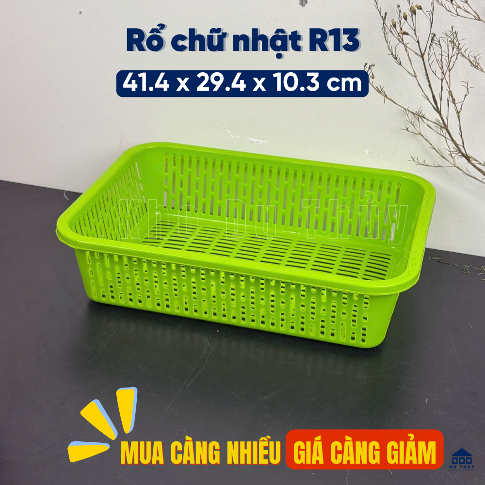 ตะกร้าสี่เหลี่ยมต่ําสําหรับส่วนประกอบ กระดาษ A4 ผักดิบ - RECTANGULAR BASKET R13 VIET THHANH