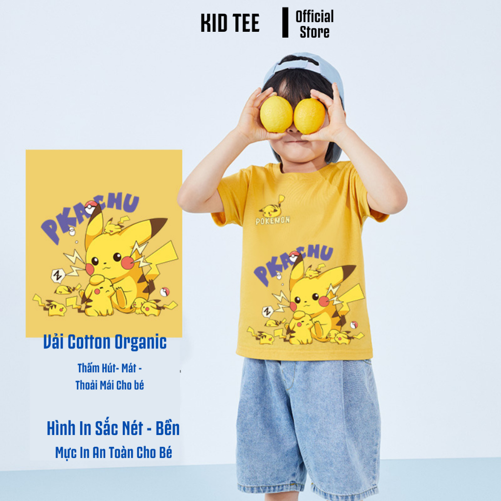 เสื้อยืดเด็ก โปเกมอน ผ้าคอตตอน 100% ใส่สบายและปลอดภัย KidTee PKM
