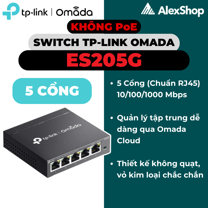 สวิตช์ TP-Link Omada ES205G | 5 พอร์ต Gigabit การจัดการคลาวด์