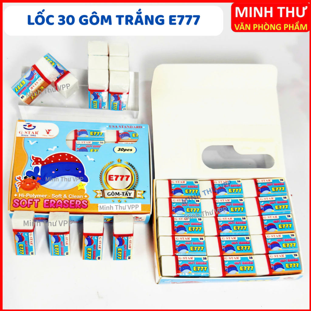 จํานวนมาก 30 E777 Gstar White Eraser ยางลบดินสอไร้ฝุ่นที่สะอาดสําหรับนักเรียน