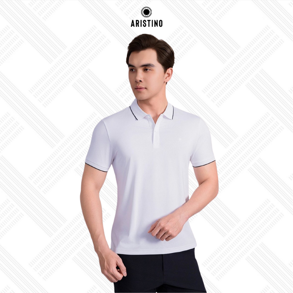 ARISTINO เสื้อโปโลแขนสั้นผู้ชาย Regular Fit APS210AS0E สีขาวคอปก Hem 88% โพลีเอสเตอร์ 12% Spandex Co