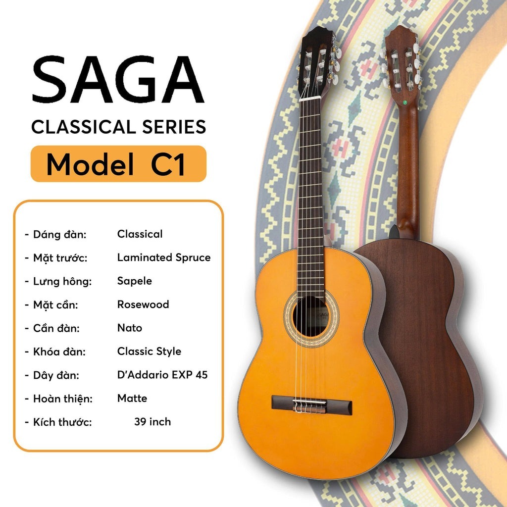 Đàn Guitar Classic Saga C1