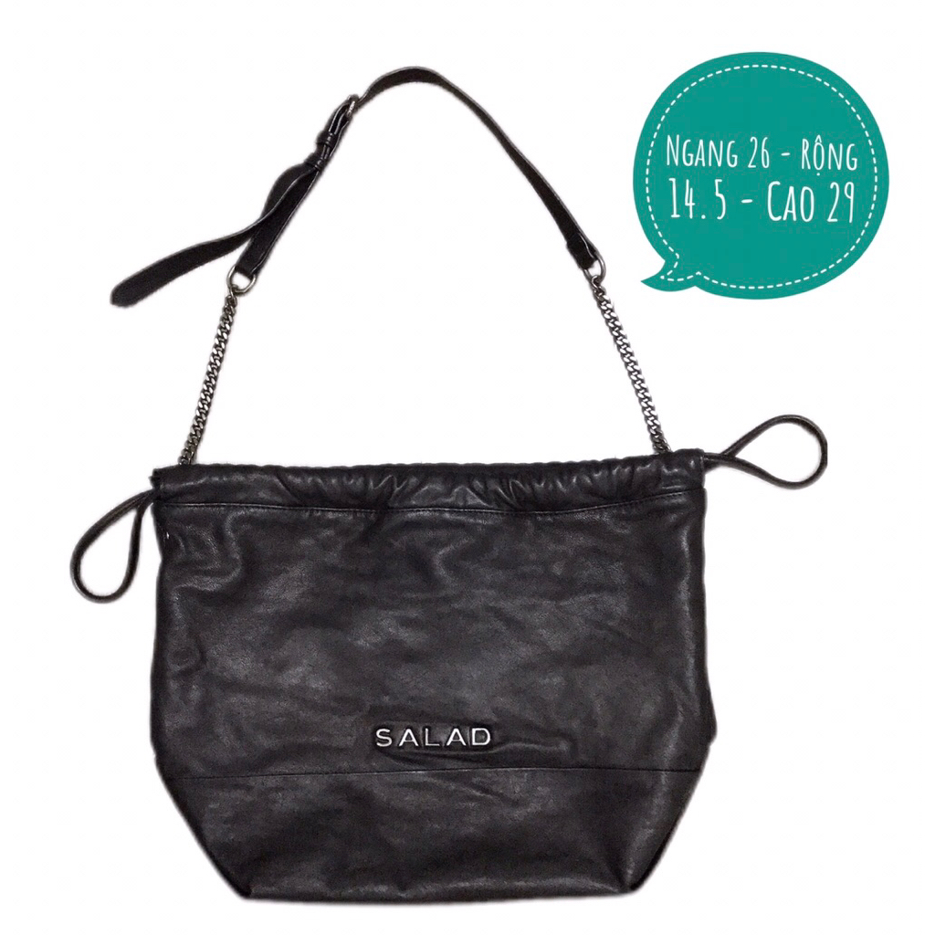 [Brand] SALAD กระเป๋าหนังแท้สําหรับผู้หญิงแฟชั่นปากถัง