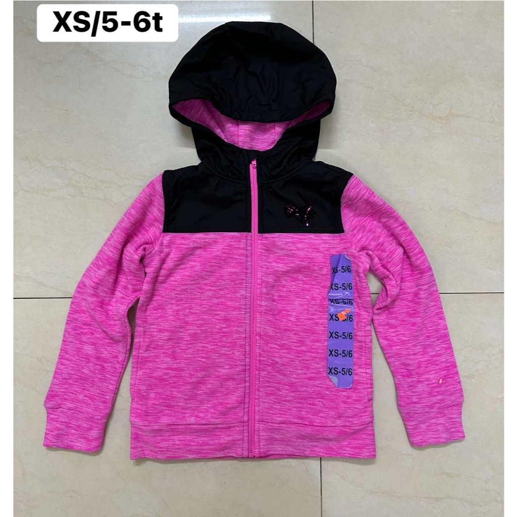 เสื้อแจ็คเก็ตเด็กผู้หญิงสีชมพู FU---ma, 5-6T ให้ความอบอุ่น ผ้าคอตตอนบางเบา