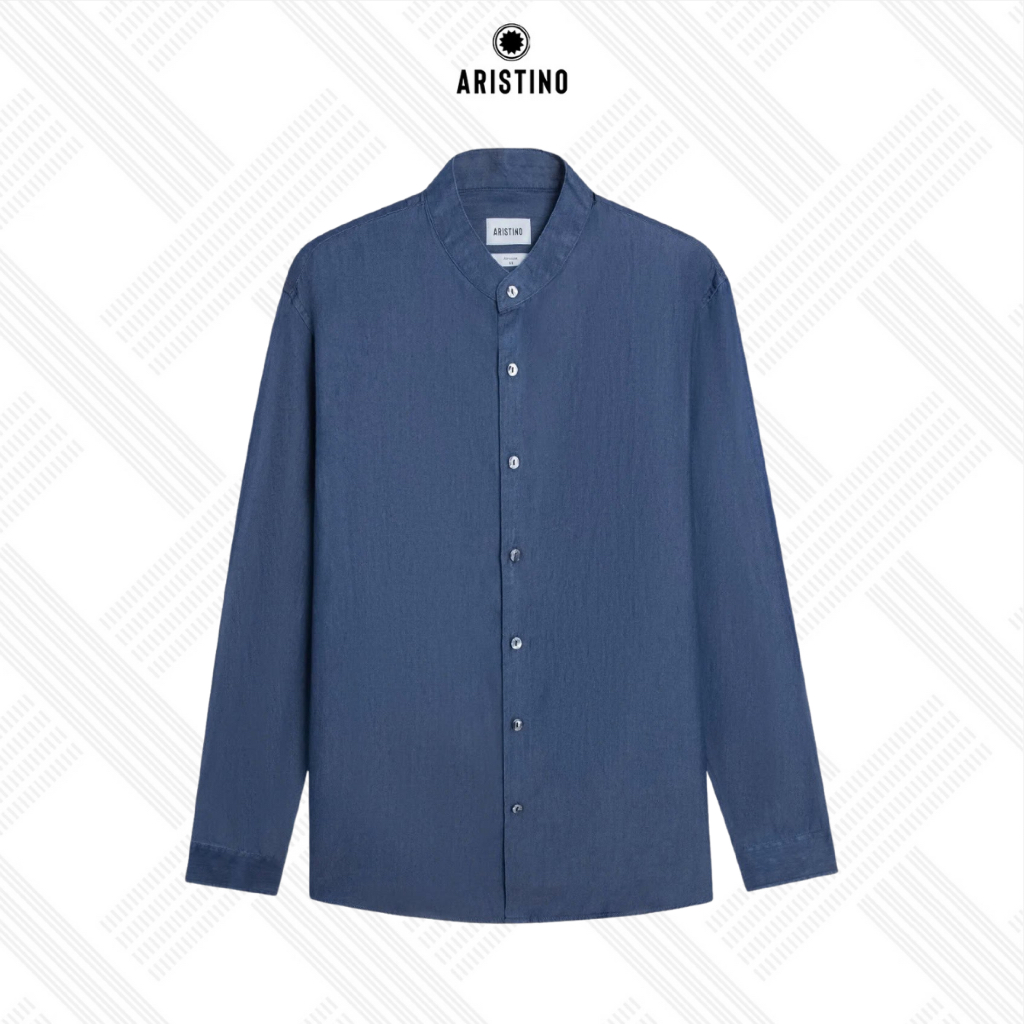 เสื้อเชิ้ตผู้ชายคอจีน สีกรมท่า Aristino ทรงหลวม ALS2110Z