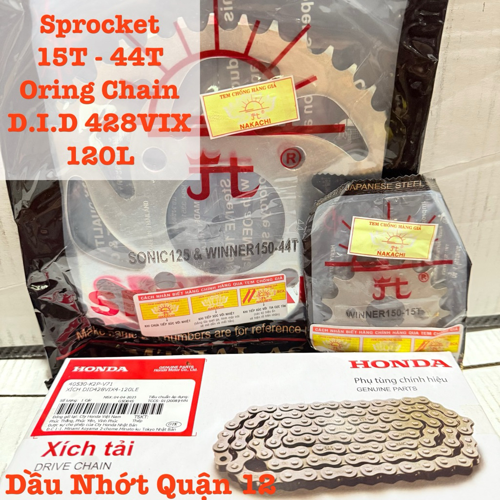 ชุดเฟืองโซ่ Honda Winner Sonic 150 15T - 42T 44T JonThai Asahi Chain DIY 428VIX 120L Oring Chain