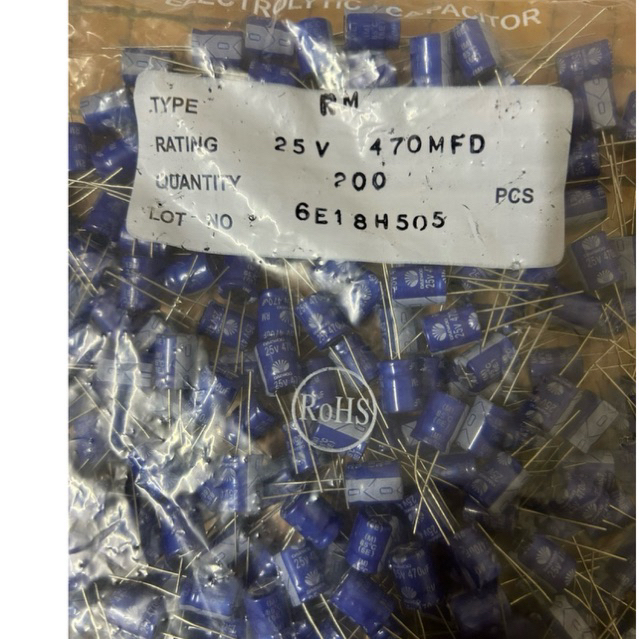 ชุด คาปาซิเตอร์ 470uf 25V ถุง 200