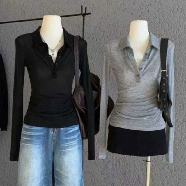 WGWE• เสื้อโปโลแขนยาวบาง 6985 wgwe สินค้า QC ไซส์ SM