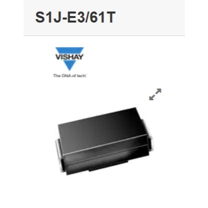 20 ชิ้น / S1J-E3/61T Rectifier Diode 1A 600V Vishay DO-214AC