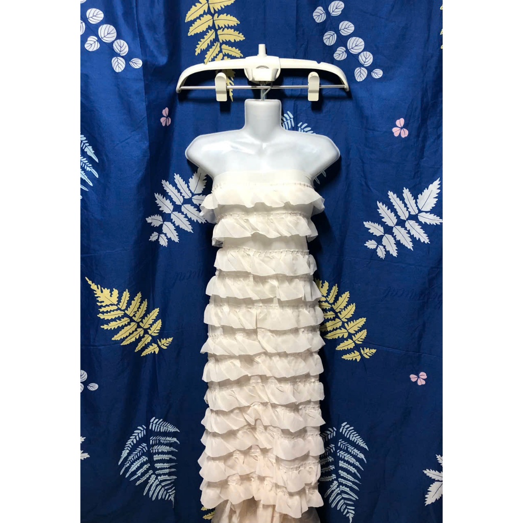 C467 - ผ้าชีฟองอัดพลีทชั้นครีม (3m x 0.9m) ยืด - SMALL SIZE 0.9M