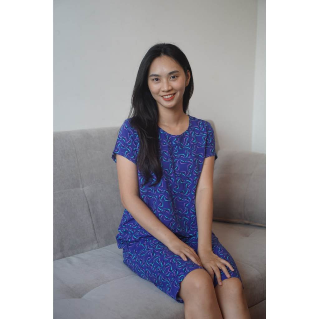 Harmie HM2502 กางเกงขาสั้นแขนสั้น home wear set สีฟ้า