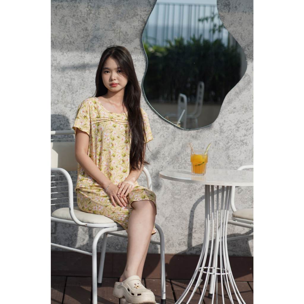 Harmie HM2504 กางเกงขาสั้นแขนสั้น home wear set สีเหลือง