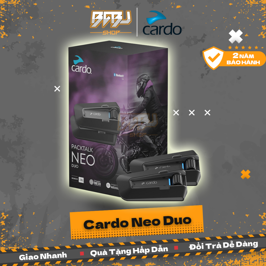 หูฟัง Cardo Packtalk Neo ของแท้ – Intercom Bluetooth สําหรับหมวกกันน็อค, Mesh 2.0, JBL Sound