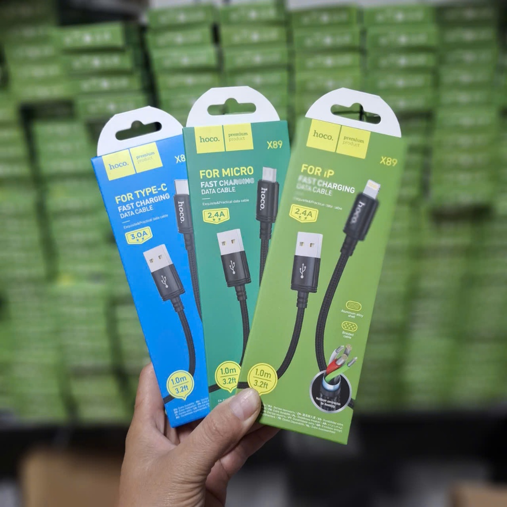 HOCO คอมโบสายชาร์จ โฮโก้ x89 10 เส้น พร้อมที่รองชาร์จเร็ว วัสดุทนทานและไม่พันกัน