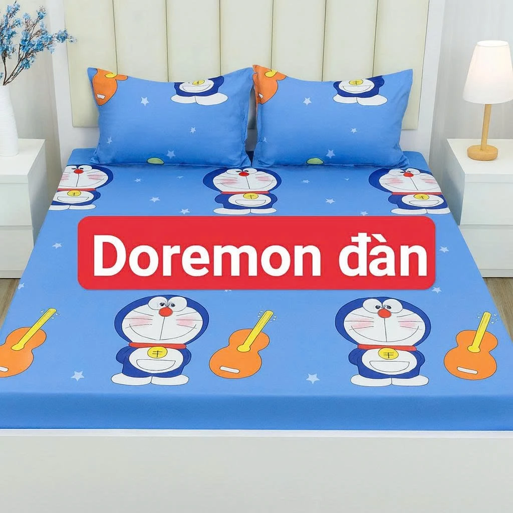 ชุดเครื่องนอน 3 ชิ้น ผ้าฝ้ายโพลี ลายเปียโนโดราเอมอน - รูปที่ 1