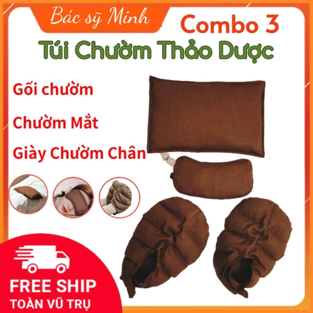 Combo of 3 Herbal Hot Packs, EYE Cushion + Cushion Pillow + Cushion, Bs Minh Mugwort Pack