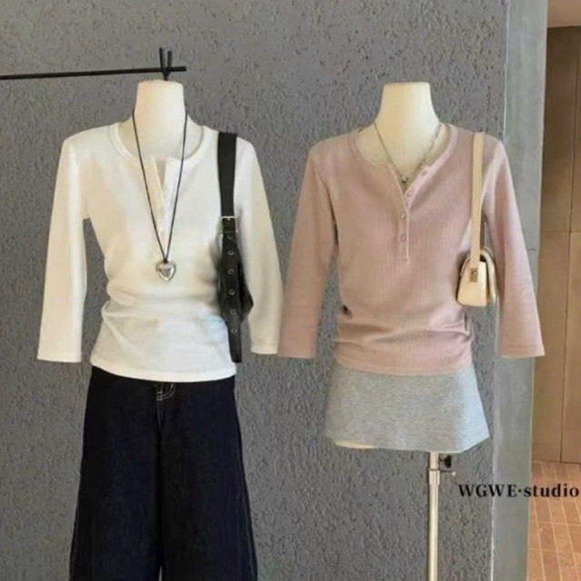 WGWE• เสื้อยืดกระดุมเข้ารูป 6863 wgwe สินค้า QC ไซส์ SM