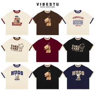 Áo Thun Local Brand VIBESTU " BST Phối Tay V1 ", Áo Thun Boxy Form Rộng Unisex 250Gsm 100% Cotton