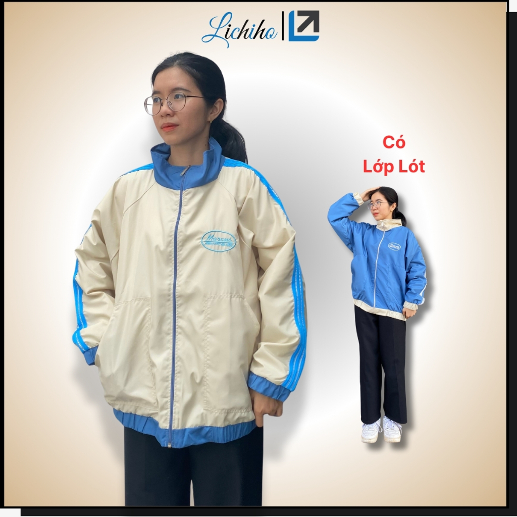 เสื้อแจ็คเก็ตร่มชูชีพทรงหลวมพื้นฐานสําหรับผู้ชายและผู้หญิงปักลาย Marcus LCH เสื้อแจ็คเก็ตกันแดด 2 ชั