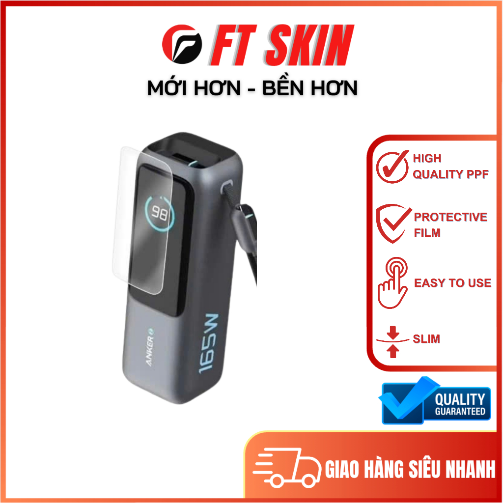 สติ๊กเกอร์เครื่องชาร์จสํารอง PPF คุณภาพสูง Anker A1695 165W 25000mAh วัสดุนําเข้า ใส ด้าน