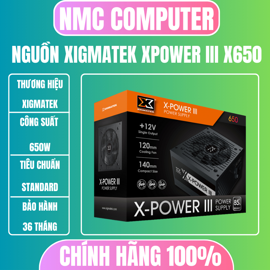 Xigmatek X-Power III X650 คอมพิวเตอร์ แหล่งพลังงาน - 600W - สินค้าของแท้ 36 เดือน