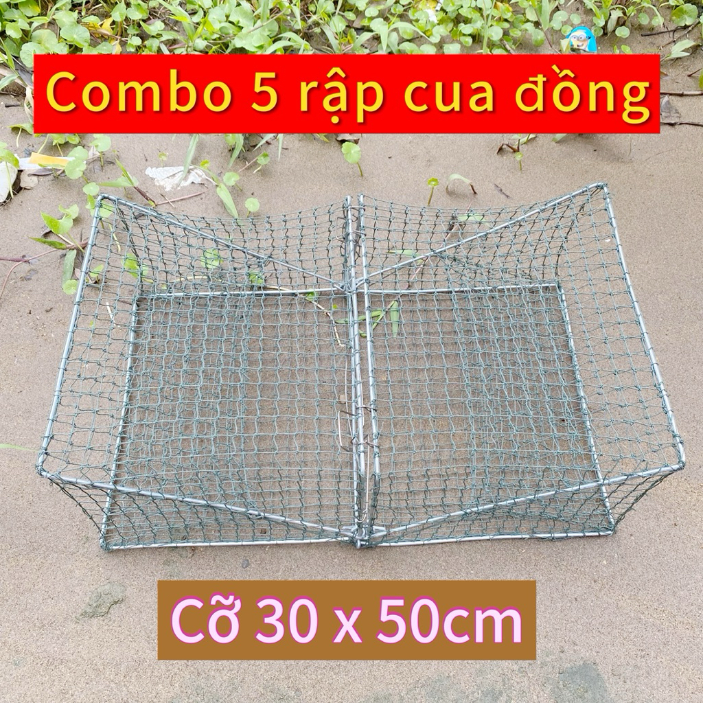 Combo 5 ลายปูทองแดงขนาดใหญ่ 30 x 50 ซม., 3p ตาข่าย Fhising ตะขอสแตนเลส