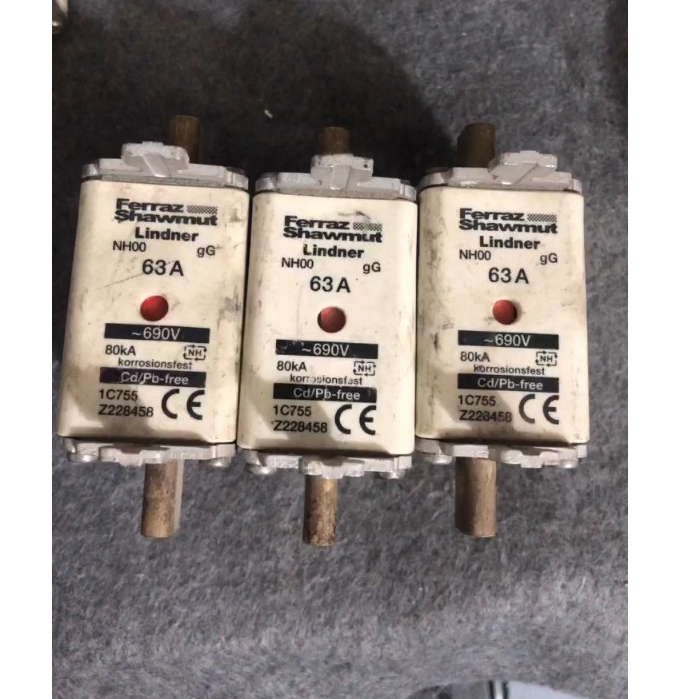 (มือสอง) ฟิวส์ NH00 gG 63A 690V 80kA Ferraz Shawmut Z228458